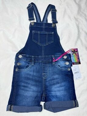 Vigoss Dark Blue Denim Shortalls with Pink Tag